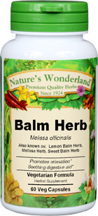 Lemon Balm Capsules, Organic - 475 mg, 60 Veg Capsules (Melissa officinalis)