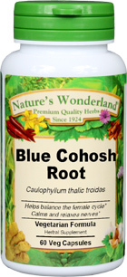 Blue Cohosh Root Capsules - 650 mg, 60 Veg Capsules  (Caulophyllum thalictroides)