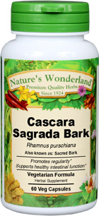 Cascara Sagrada Capsules, 60 Veg Capsules - 525 mg (Rhamnus purshiana)