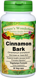 Cinnamon Bark Capsules, Organic - 575 mg, 60 Veg Capsules (Cinnamomum aromaticum)