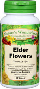 Elder Flowers Capsules - 500 mg, 60 Veg Capsules (Sambucus nigra)