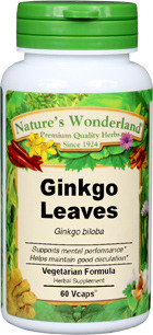 Ginkgo Capsules - 475 mg, 60 Veg Capsules (Ginkgo biloba)