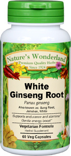 White Ginseng Root Capsules - 675 mg, 60 Veg Capsules (Panax ginseng) - Penn Herb Ltd.