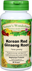 Ginseng Root Capsules, Korean Red - 700 mg, 60 Veg Capsules (Panax ginseng)