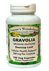 Graviola - 500 mg, 100 Veg Capsules,  (Nature's Wonderland) (Annona muricata)
