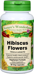 Hibiscus Flowers Capsules, Organic - 725 mg, 60 Veg Capsules (Hibiscus sabdariffa)