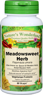Meadowsweet Herb Capsules, Organic - 450 mg, 60 Veg Capsules (Filipendula ulmaria)