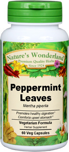 Peppermint Leaves Capsules, Organic - 425 mg, 60 Veg Capsules (Mentha piperita)