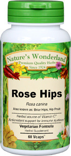 Rose Hips Capsules - 750 mg, 60 Veg Capsules (Rosa canina)