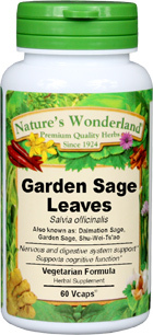 Sage Leaves, Garden, Capsules- 425 mg, 60 Veg Capsules (Salvia officinalis)