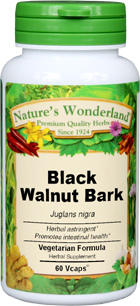 Black Walnut Bark Capsules - 475 mg, 60 Veg Capsules (Juglans nigra)
