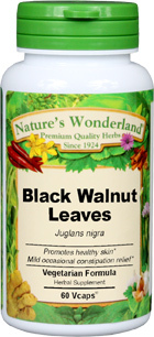 Black Walnut Leaves Capsules, Organic - 550 mg, 60 Veg Capsules