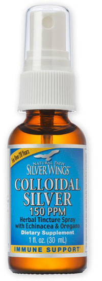Colloidal Silver Herbal Tincture - 150 ppm, 1 fl oz spray (Natural Path Silver Wings)  