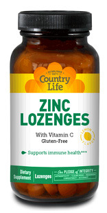 CLEARANCE SALE: Zinc Lozenges With Vitamin C, 60 lozenges (Country Life)
