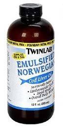 Cod Liver Oil Liquid, Emulsified - Mint, 12 fl oz / 355ml  (Twinlab)