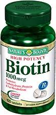 Biotin - 1000 mcg / 1 mg, 100 tablets (Nature's Bounty)