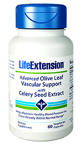 CLEARANCE SALE: Advanced Olive Leaf Vascular Support W/Celery Seed Extract, 60 vegetarian capsules (Life Extension)