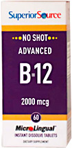 No Shot Vitamin B12 - 2,000 mcg, 60 microlingual tablets (Superior Source)