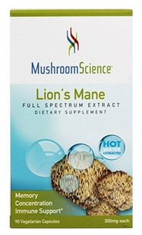 Lion's Mane Mushroom Extract - 300 mg, 90 vegetarian capsules (Mushroom Science)     