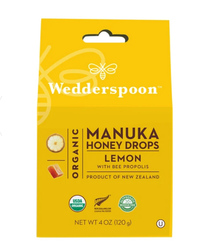 Organic Manuka Honey Drops - Lemon, 4 oz / approx. 20 lozenges (Wedderspoon)