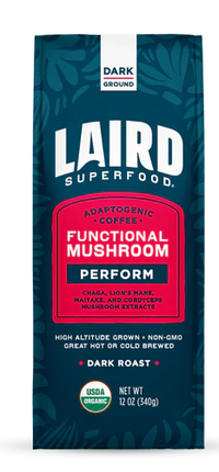 PERFORM Functional Mushroom Coffee - Dark Roast Ground, 12 oz (Laird Superfood)