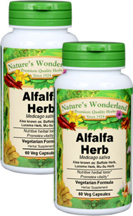 Alfalfa Herb Capsules, Organic  - 450 mg, 60 Veg Capsules each (Medicago sativa)