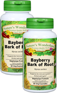 Bayberry Bark of Root Capsules - 575 mg, 60 Veg Capsules each (Myrica cerifera)