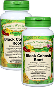Black Cohosh Root Capsules, Organic - 650 mg, 60 Veg Capsules each (Cimicifuga racemosa)