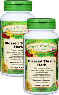 Blessed Thistle Herb Capsules, Organic - 350 mg, 60 Veg Capsules each (Cnicus benedictus)