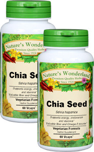 Chia Seed Capsules - 650 mg, 60 Veg Capsules each (Salvia hispanica)