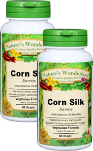 Corn Silk Capsules - 575 mg, 60 Veg Capsules each (Zea mays)