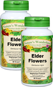 Elder Flowers Capsules, Organic - 500 mg, 60 Veg Capsules (Sambucus nigra)