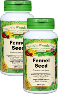 Fennel Seed Capsules - 575 mg, 60 Veg Caps each (Foeniculum vulgare)
