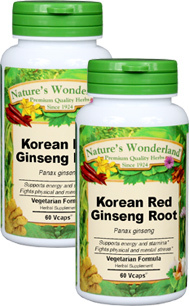 Red Korean Ginseng Root Capsules - 700 mg, 60 Vcaps&#153; each (Panax ginseng)