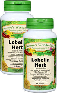 Lobelia Herb Capsules - 500 mg, 60 Veg Capsules each (Lobelia inflata)