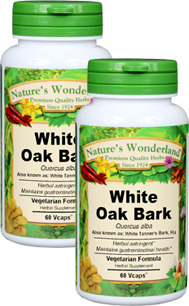 White Oak Bark Capsules - 525 mg, 60 Veg Capsules each (Quercus alba)