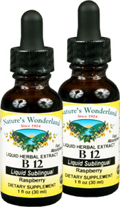 Vitamin B-12 Liquid Raspberry, 1 fl oz / 30ml each (Nature's Wonderland)