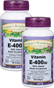 Vitamin E - 400 IU, 100 softgels each (Nature's Wonderland)