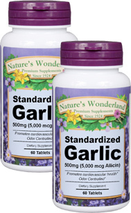 Garlic Standardized, Odor Controlled - 500 mg, 60 Tablets each (Nature's Wonderland)