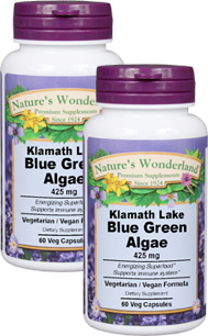 Blue Green Algae - 425 mg, 60 Caps each &lt;br&gt;Buy One, Get One For 99 Cents!  (Nature's Wonderland)
