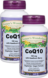 CoQ10 with Hawthorn Berry - 100 mg, 60 Veg Capsules each (Nature's Wonderland)