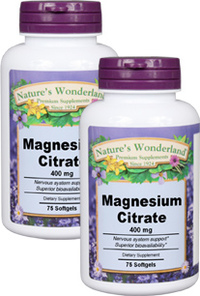 Magnesium Citrate - 400 mg, 75 softgels (Nature's Wonderland)