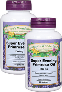 Evening Primrose Oil, Super - 1300 mg, 60 softgels each (Nature's Wonderland)