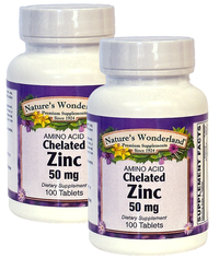 Zinc 50 mg, 100 Tablets each (Nature's Wonderland)