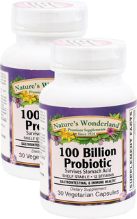 Probiotic - 100 Billion CFU, 30 vegetarian capsules each (Nature's Wonderland)