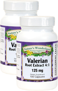 Valerian Root Extract 4:1 125 mg, 100 Capsules each (Nature's Wonderland)