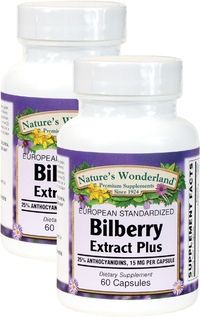 Bilberry Standardized Extract Plus - 60 mg, 60 Capsules each (Nature's Wonderland)