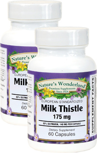 Milk Thistle Standardized Extract - 175 mg, 60 Capsules each (Nature's Wonderland)
