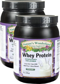 Whey Protein Powder - Unflavored, 12 oz /340 g each (Nature's Wonderland)