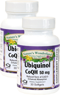 Ubiquinol CoQH 50 mg, 30 Softgels each (Nature's Wonderland)